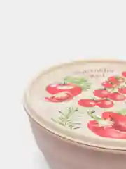Бежевый меланж миска с крышкой / Cалатница / Тарелка глубокая пластиковая / Пиала / Чаша