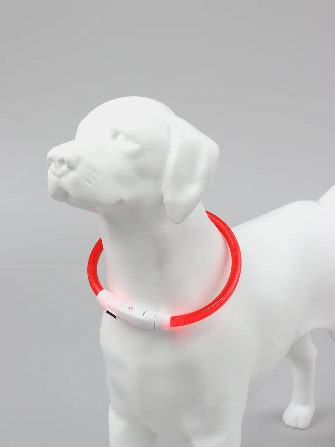 Красный светящийся LED ошейник силиконовый для собак на USB зарядке