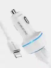 Автомобильное зарядное устройство Borofone BZ14, с кабелем Micro/Lightning, 2 USB, 1 м