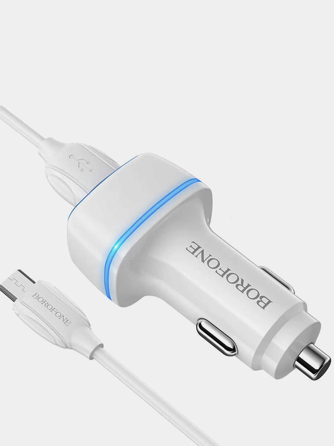 Автомобильное зарядное устройство Borofone BZ14, с кабелем Micro/Lightning, 2 USB, 1 м
