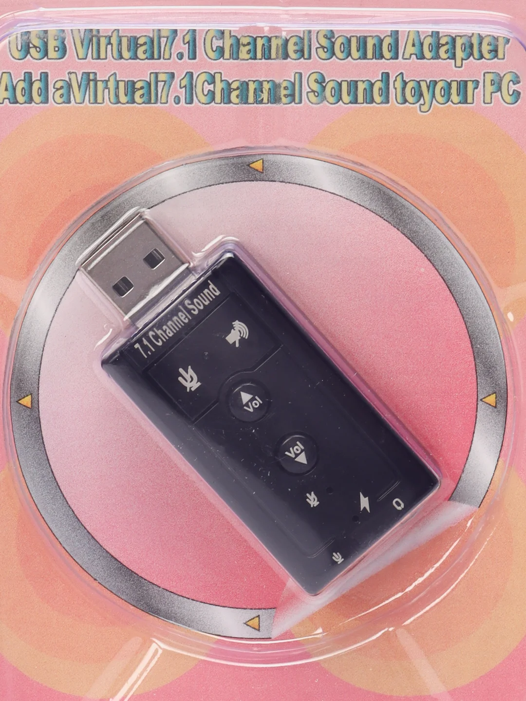USB Звуковая карта 7.1 Black, с пультом, кнопками на корпусе, управления