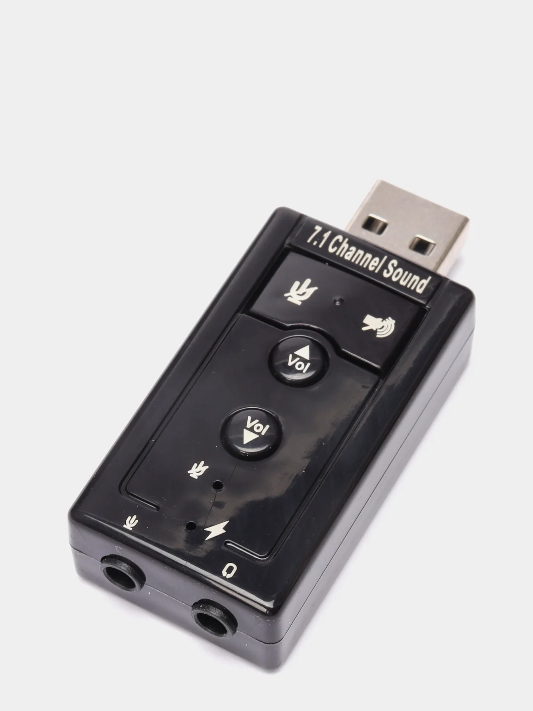 USB Звуковая карта 7.1 Black, с пультом, кнопками на корпусе, управления