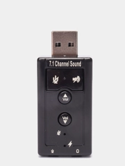 USB Звуковая карта 7.1 Black, с пультом, кнопками на корпусе, управления