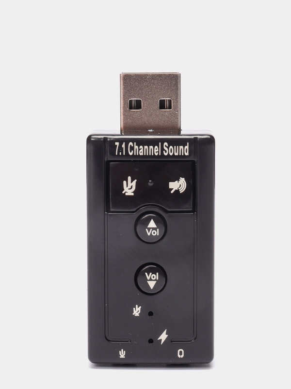 USB Звуковая карта 7.1 Black, с пультом, кнопками на корпусе, управления