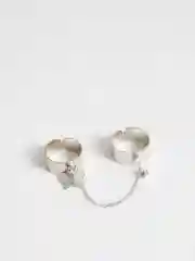 Серебряный женские кольца с цепочкой и подвеской-бабочкой