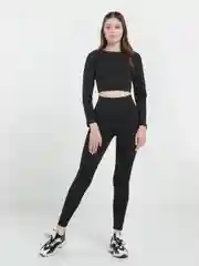 Черный спортивный костюм для фитеса и йоги женский
