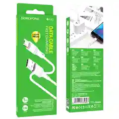 Белый usb-кабель Borofone BX43 для зарядки и передачи данных Lightning/Micro USB/Type-C, 3A, 1 м