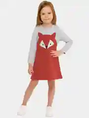 Платье с нашивными элементами для девочки, на кокетке