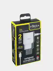 Сетевое зарядное устройство "Старт", встроенный кабель, 2 x USB, 2А, 5В, белый, 916-065
