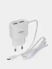 Сетевое зарядное устройство "Старт", встроенный кабель, 2 x USB, 2А, 5В, белый, 916-065
