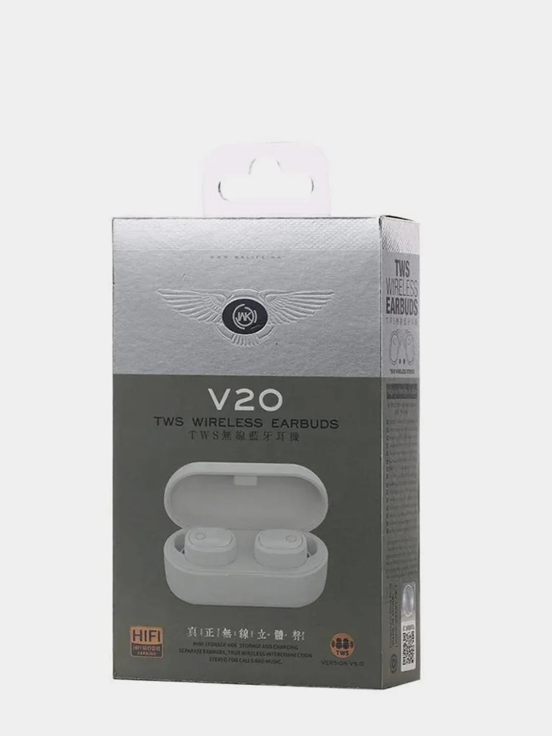 Белый беспроводные наушники TWS Bluetooth гарнитура WK V20 BT 5.0, вставная (белый)