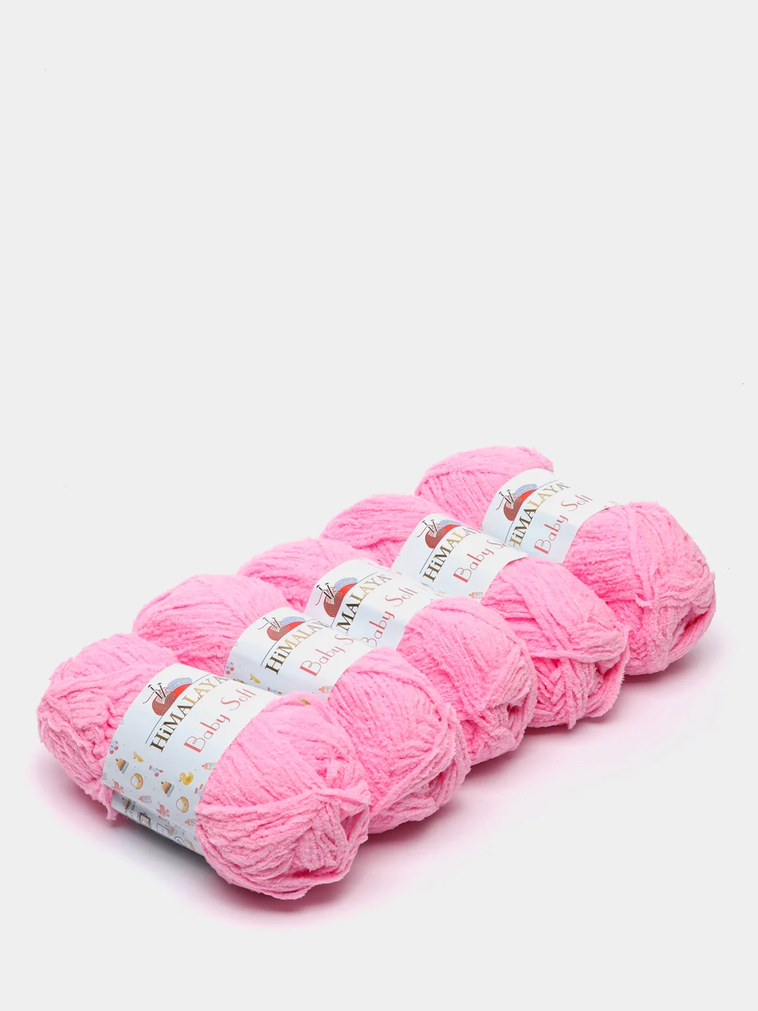Розовый пряжа плюшевая Himalaya "Baby Soft", 100% полиэстер, 115 м, 50 г, 5 штук