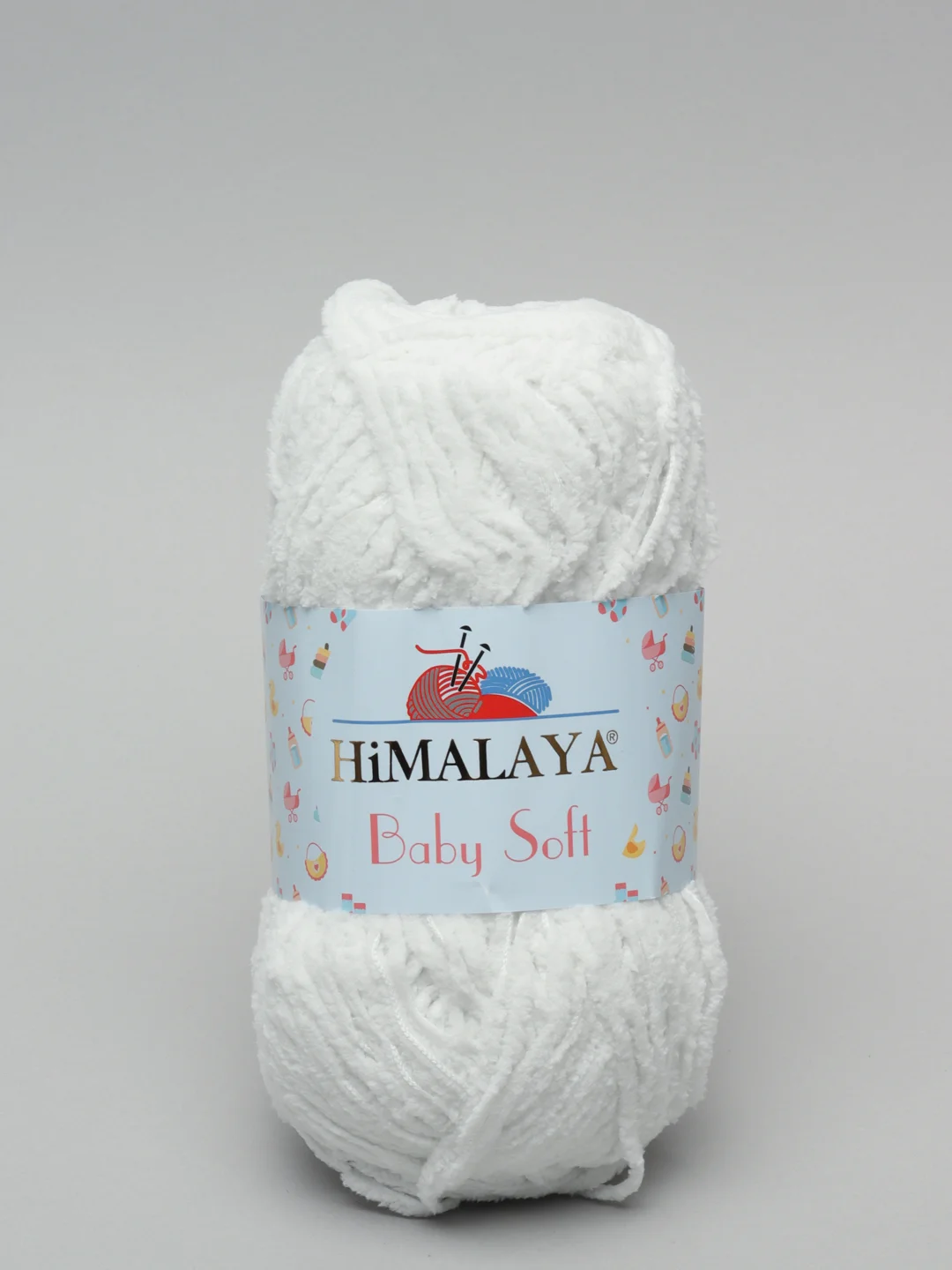Белый пряжа плюшевая Himalaya "Baby Soft", 100% полиэстер, 115 м, 50 г, 5 штук