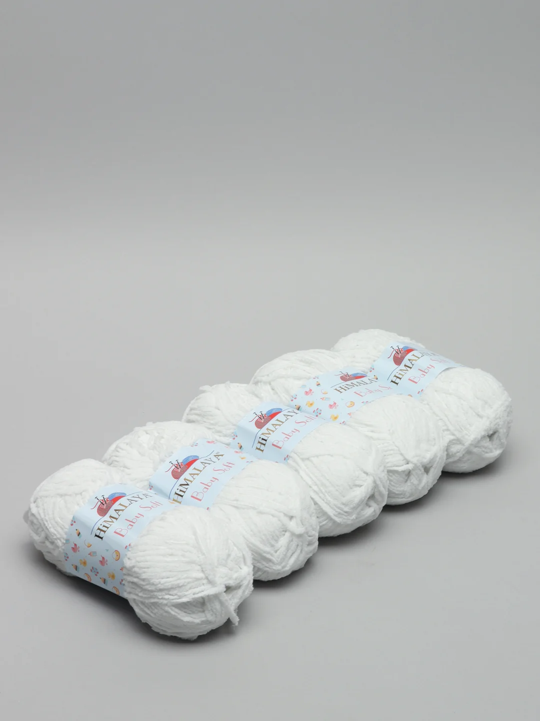 Белый пряжа плюшевая Himalaya "Baby Soft", 100% полиэстер, 115 м, 50 г, 5 штук