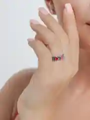 Серебряный кольцо с заливными сердечками, 16 мм
