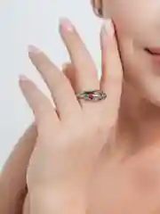 Серебряный кольцо женское "Лягушка", с лапками и стразами