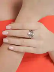 Серебряный кольцо женское "Смайл с крестом"