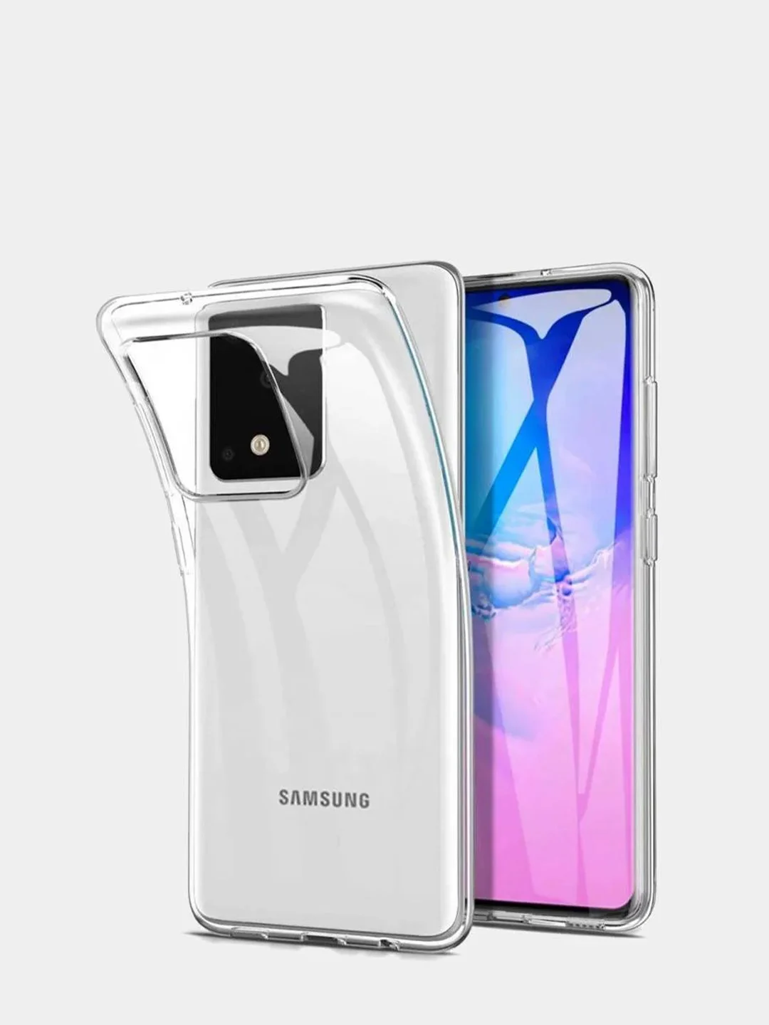Плотный чехол Samsung S20 силикон 1.5мм прозрачный