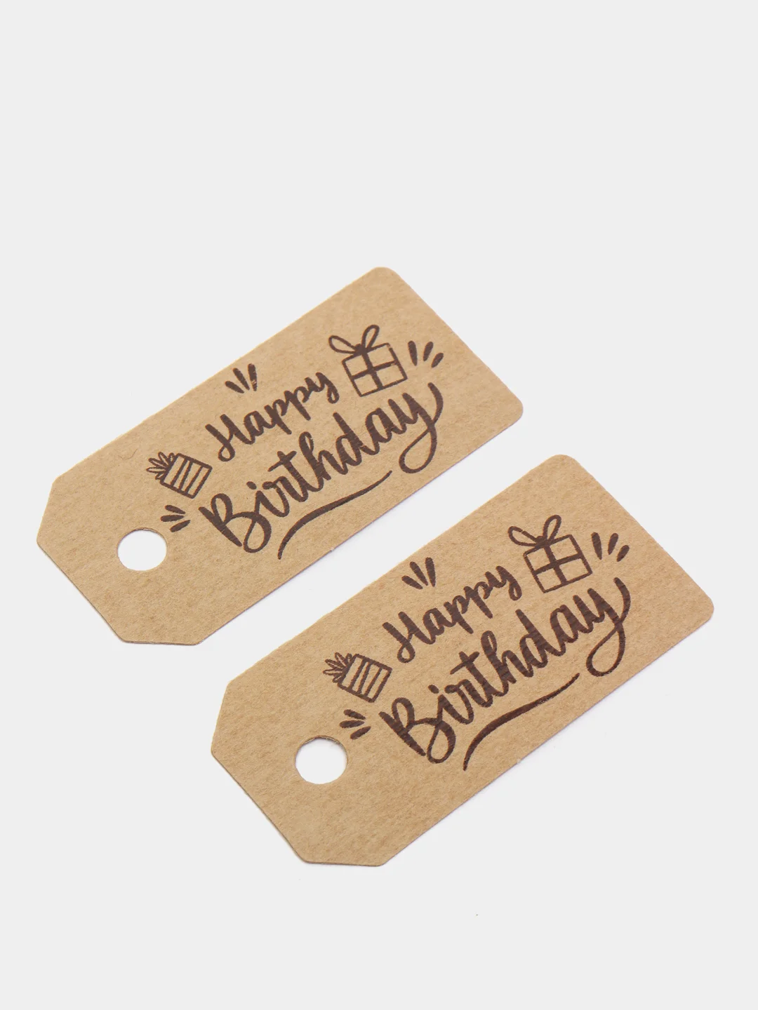 Бирка крафт "Happy Birthday", набор 50шт, для оформления подарка, праздника, сувениров