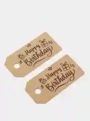 Бирка крафт "Happy Birthday", набор 50шт, для оформления подарка, праздника, сувениров