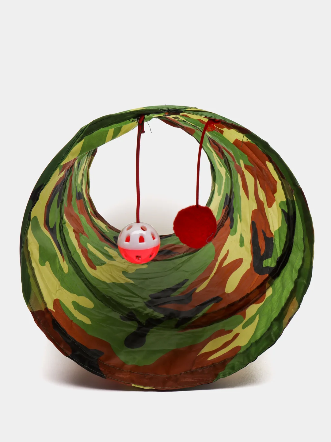 Зелёный хаки игровой тоннель, с игрушками, для кошки