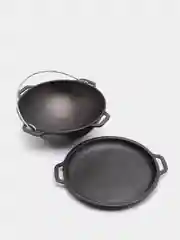 Казан азиатский чугунный WOK, с крышкой-сковородой, 4 л, ТМ BRIZOLL