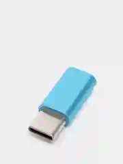 Бирюзовый адаптер переходник USB Type-C otg micro USB
