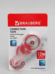 Корректирующая лента BRAUBERG 5 мм х 12 м, корпус прозрачный, с подкручиванием, 226814
