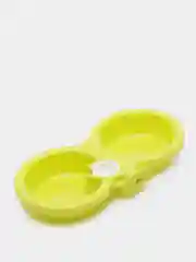 Зеленый двойная миска с выемкой для бутылки