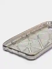 Серебряный силиконовый чехол Samsung A3 2016/Самсунг А3 2016 сетка со стразами