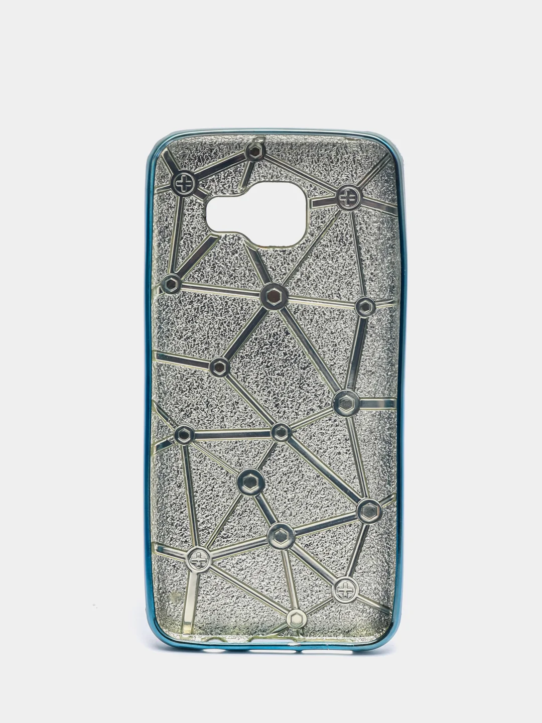 Голубой силиконовый чехол Samsung A3 2016/Самсунг А3 2016 сетка со стразами