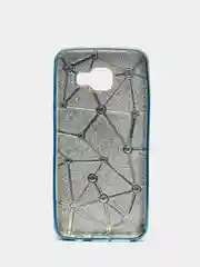 Голубой силиконовый чехол Samsung A3 2016/Самсунг А3 2016 сетка со стразами