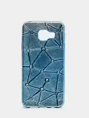 Голубой силиконовый чехол Samsung A3 2016/Самсунг А3 2016 сетка со стразами