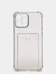 Серый чехол для iPhone XR 11, 12, 13, Pro, Max силикон, карта, с карманом для карт(Картхолдер)