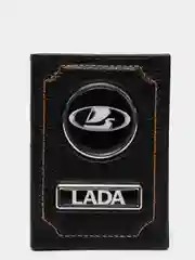 Черный обложка для документов LADA из натуральной кожи, обложка на документы ВАЗ
