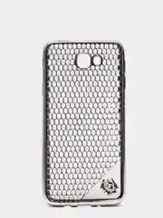 Серебряный чехол Samsung J5 Prime, G570, силиконовый с стразами