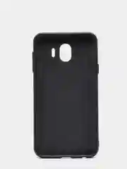 Черный силиконовый чехол с картхолдером-подставкой Samsung J418, магнитный, экокожа