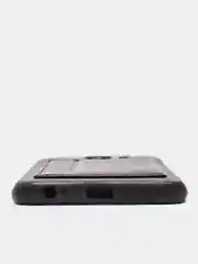 Черный силиконовый чехол с картхолдером-подставкой Samsung J418, магнитный, экокожа