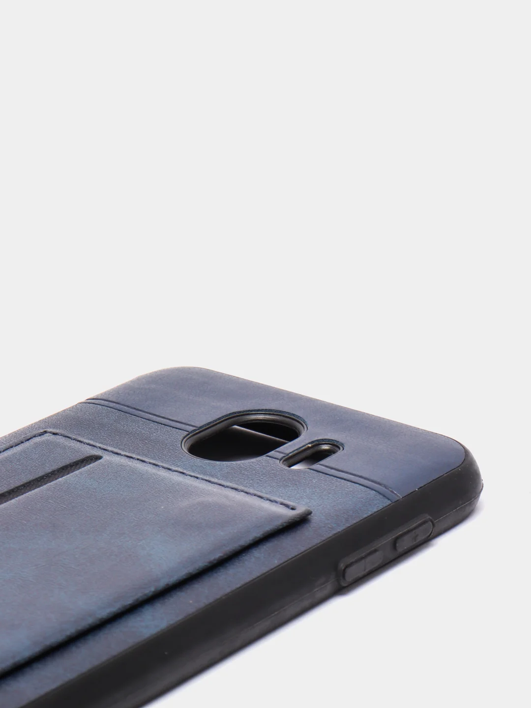 Индиго силиконовый чехол с картхолдером-подставкой Samsung J418, магнитный, экокожа