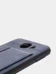 Индиго силиконовый чехол с картхолдером-подставкой Samsung J418, магнитный, экокожа