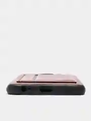 Коричневый силиконовый чехол с картхолдером-подставкой Samsung J418, магнитный, экокожа