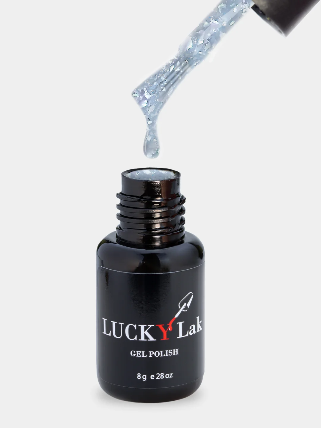 Гель лак LuckyLak New VINTAGE 8g с блестками шиммером глиттером красный голубой бежевый