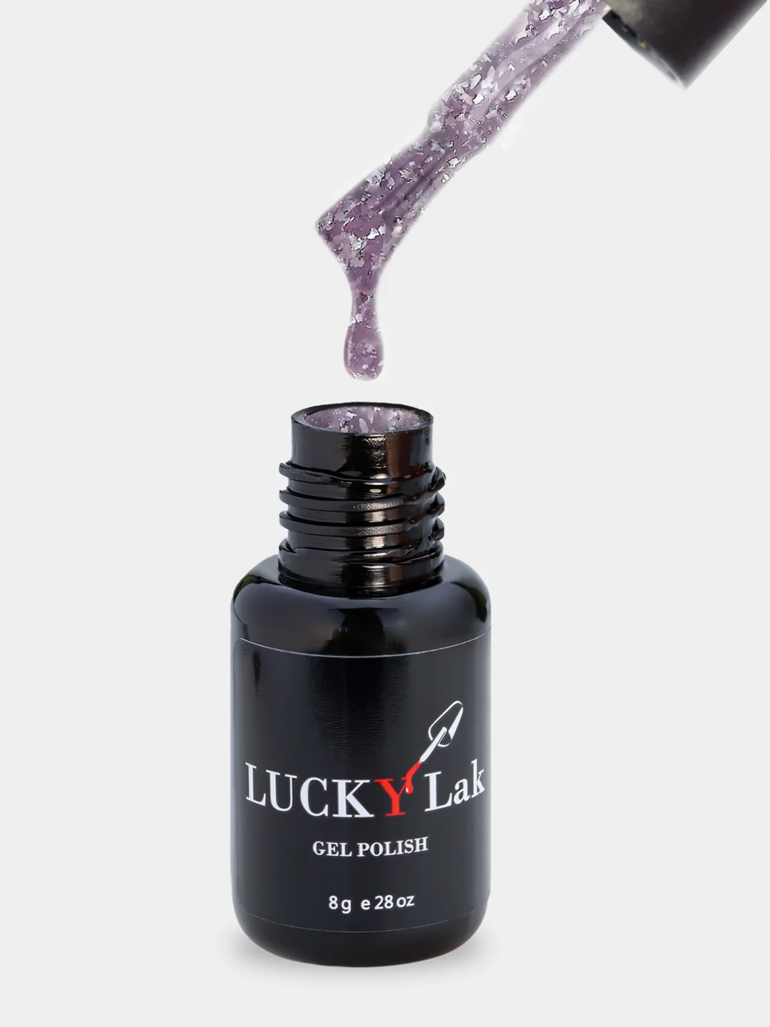 Гель лак LuckyLak New VINTAGE 8g с блестками шиммером глиттером красный голубой бежевый