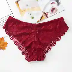 Красный кружевные женские трусы, женское нижнее белье, сексуальное