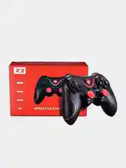 Черный геймпад джойстик беспроводной Wireless Controller x3, с держателем для телефона