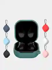 Белый cиликоновый чехол для наушников Samsung Galaxy Buds Pro/Buds Live/Buds 2 с карабином