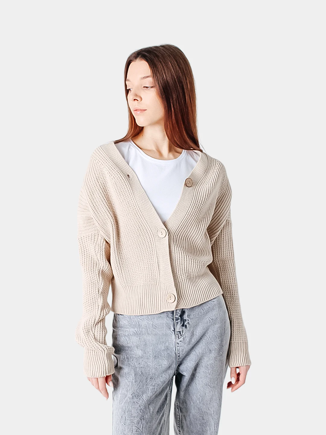 Коричневый кардиган женский oversize