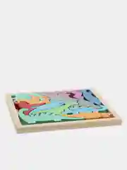 Зеленый деревянный пазл / 3D Пазл / Головоломка / Монтессори /Динозавры /Фрукты /Животные /Машинки