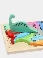 Зеленый деревянный пазл / 3D Пазл / Головоломка / Монтессори /Динозавры /Фрукты /Животные /Машинки
