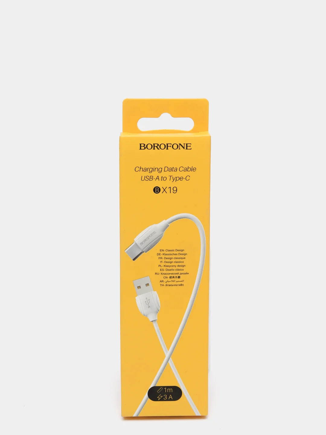 Белый кабель для зарядки и передачи данных Borofone BX19 Type-C